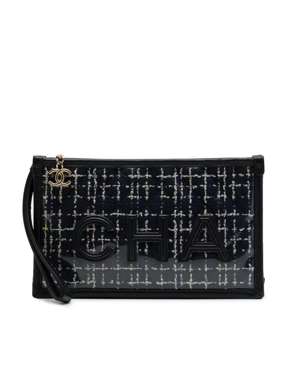 Chanel Large Quilted Tweed Pvc Logo #343455C12B